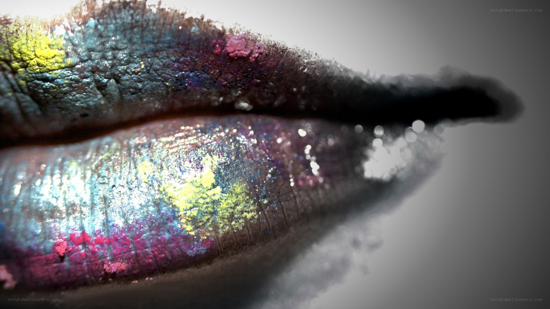colorful lips with glitter