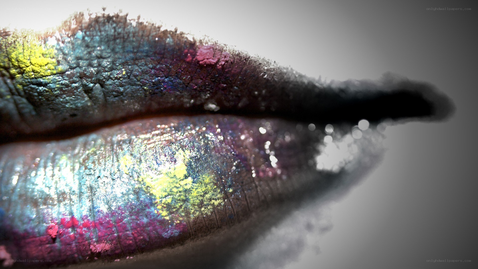 colorful lips with glitter