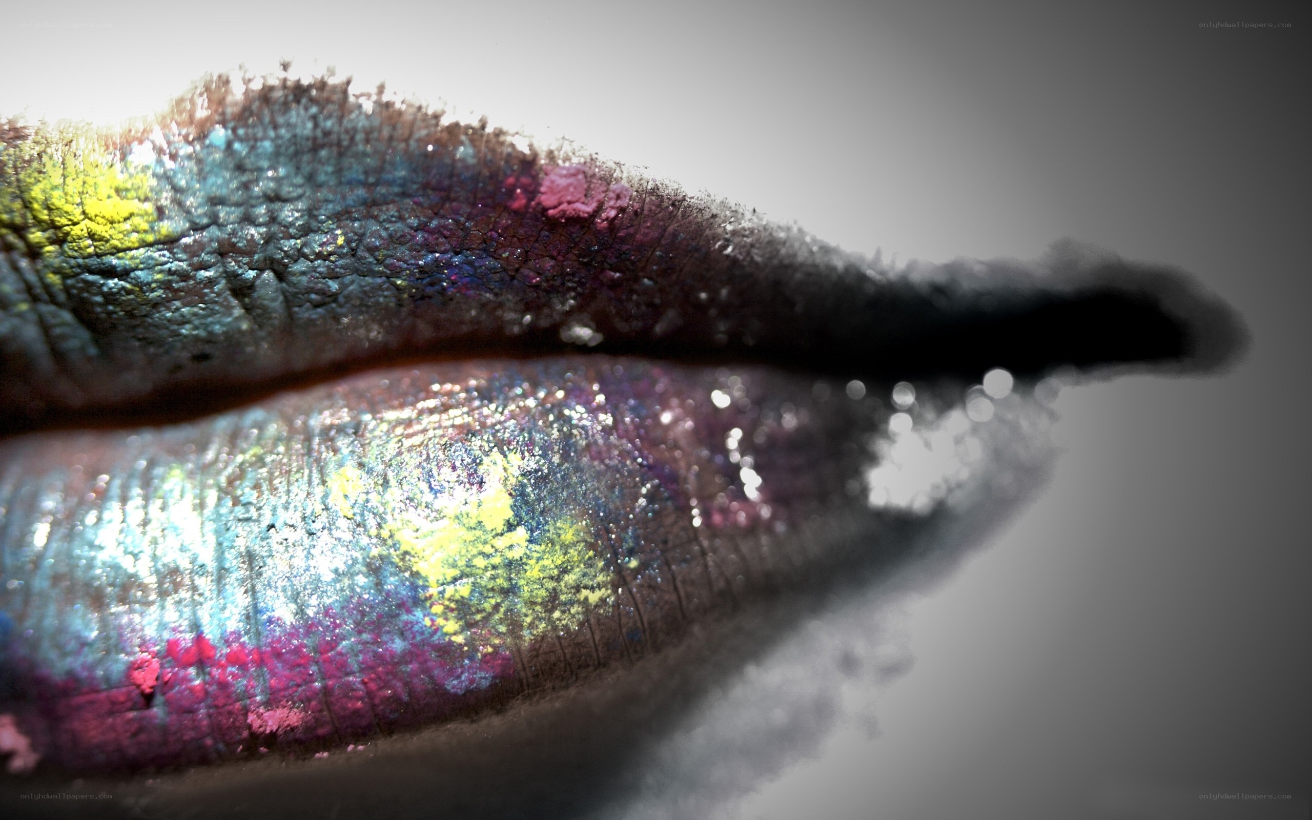 colorful lips with glitter