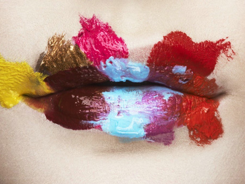 colorful lips with paint