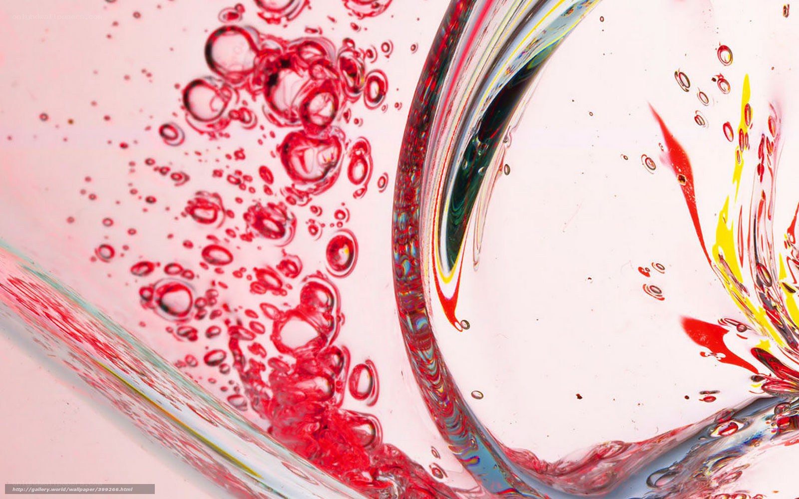 Colorful liquid bubbles in glass