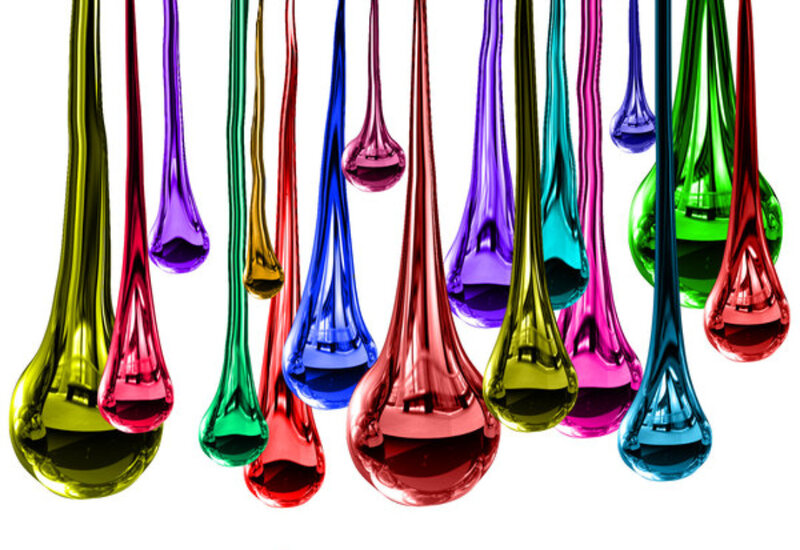 Colorful liquid droplets