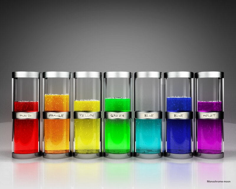 Colorful liquid in glass tubes