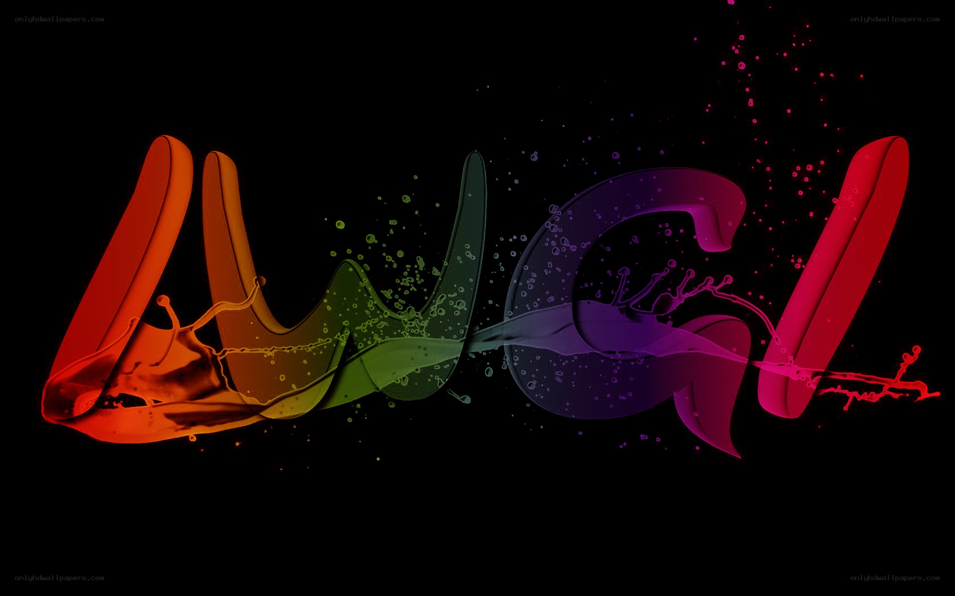 colorful liquid lettering