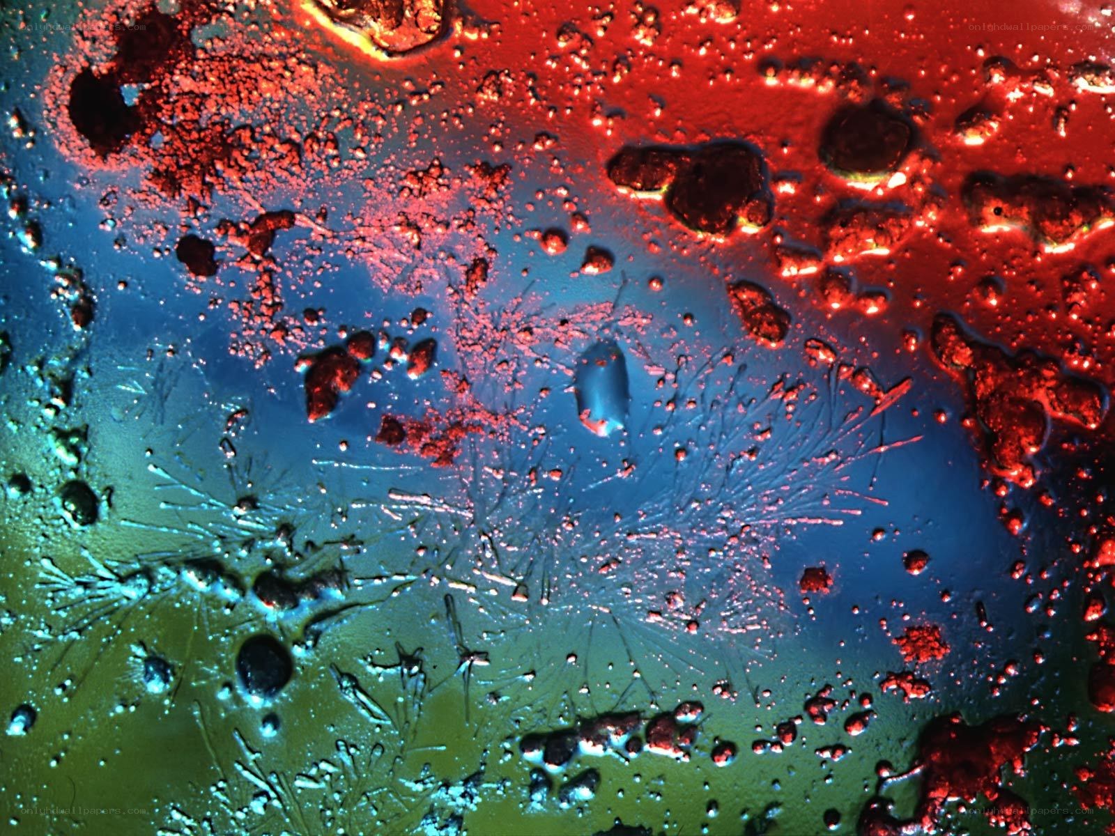 Colorful liquid patterns on glass
