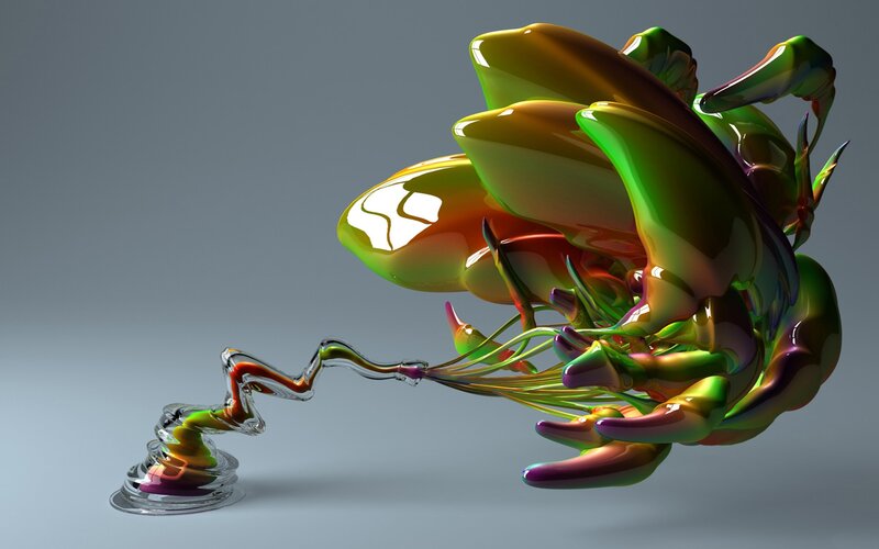 Colorful Liquid Sculpture — Green, Dynamic