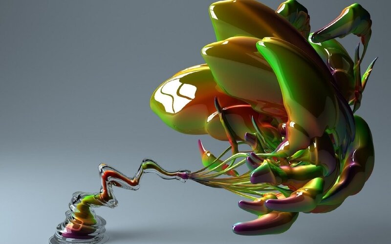 Colorful Liquid Sculpture — Green