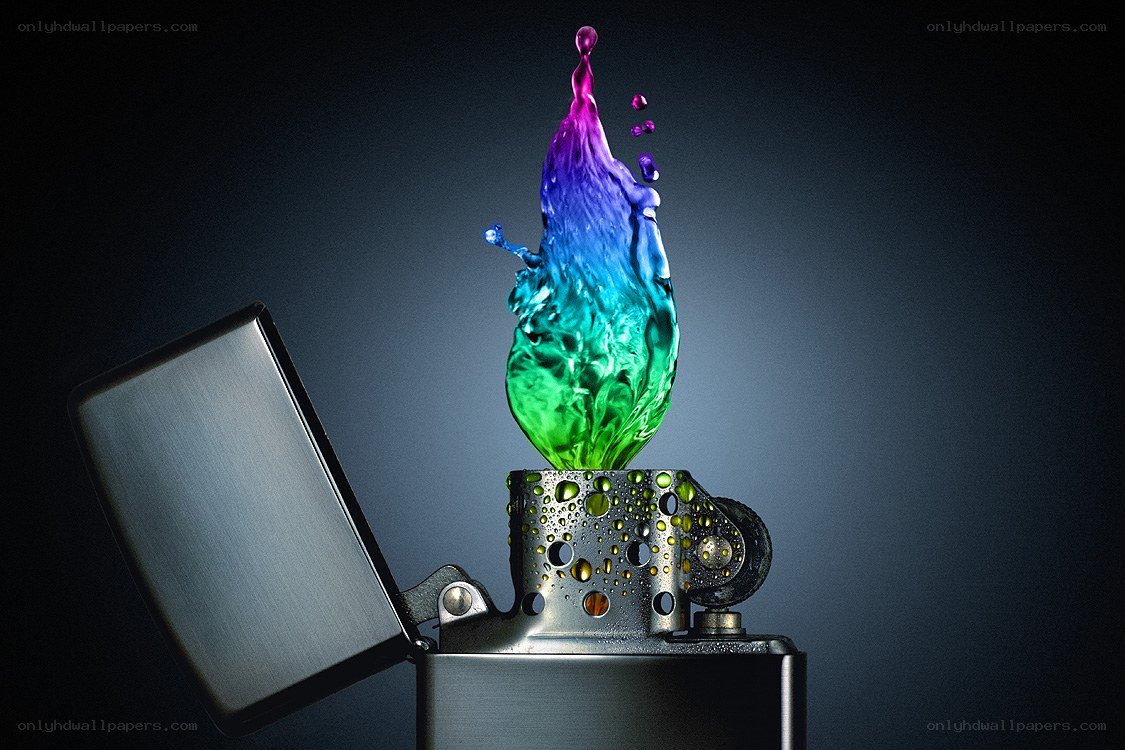 colorful liquid splash from lighter