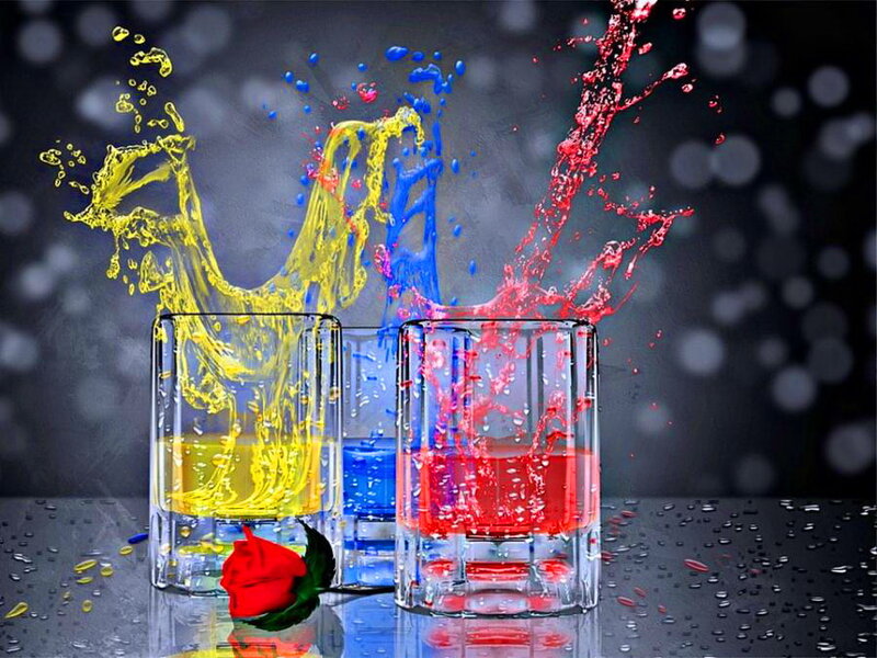 Colorful Liquid Splashes — Red, Dynamic