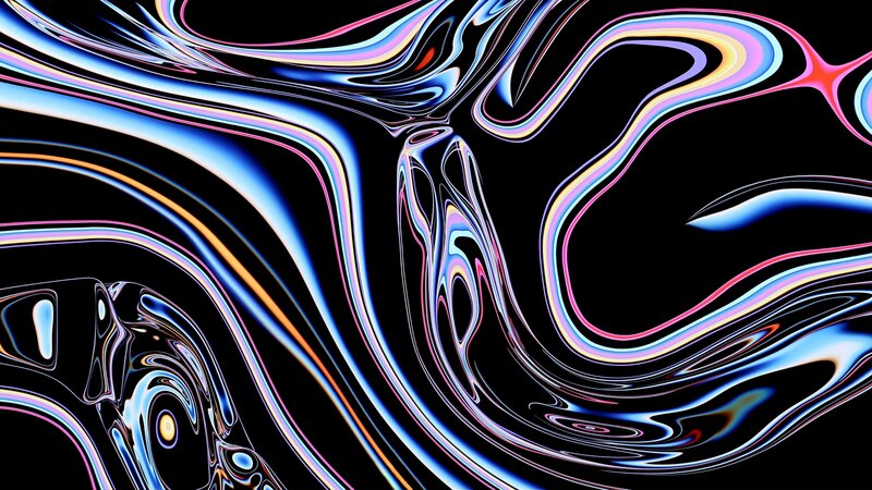 Colorful Liquid Swirls — Blue, Dynamic, Abstract, Black Background