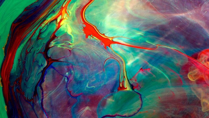 Colorful Liquid Swirls — Green, Dynamic, Abstract