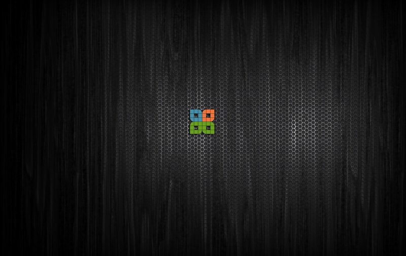 colorful logo on dark mesh