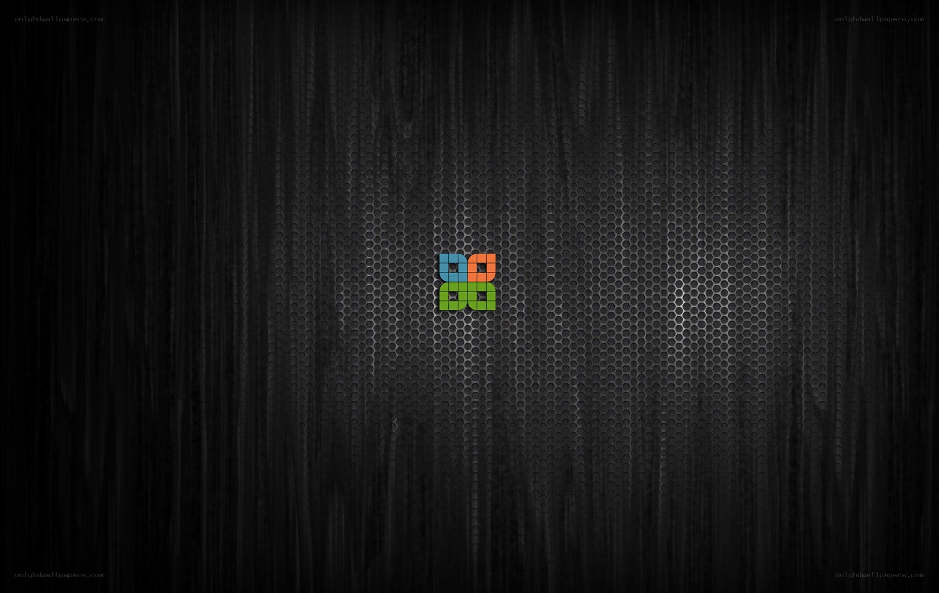 colorful logo on dark mesh