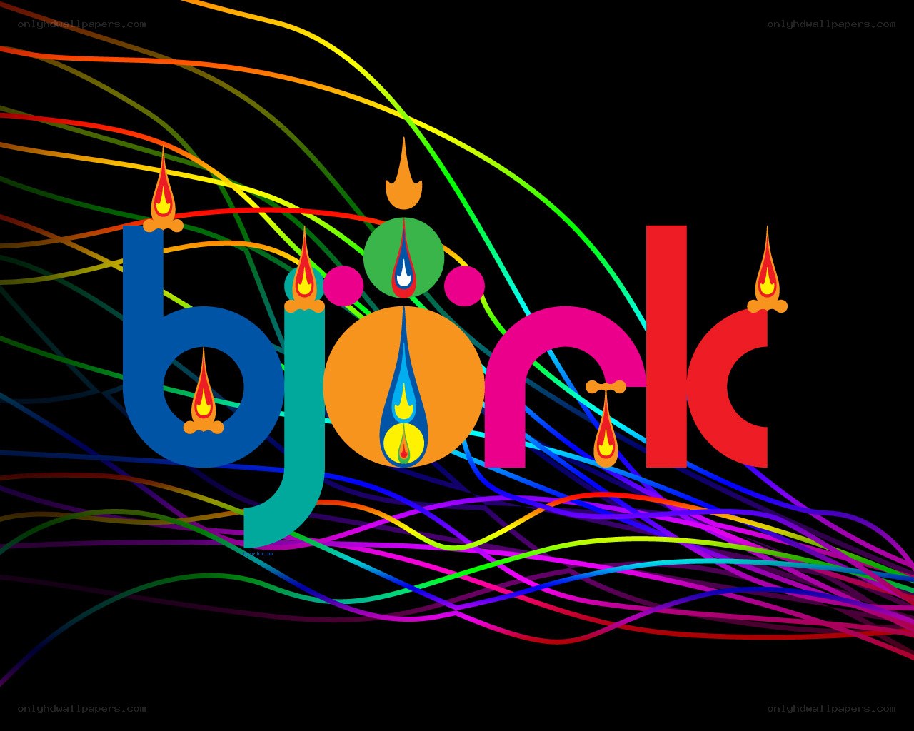 Colorful logo with candles