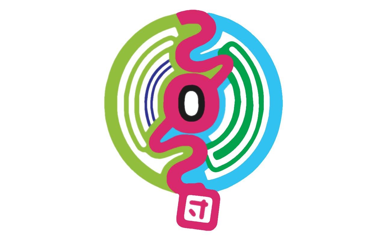 colorful logo with maze design