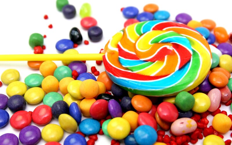 Colorful lollipop and candies