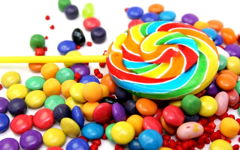 Colorful lollipop and candies