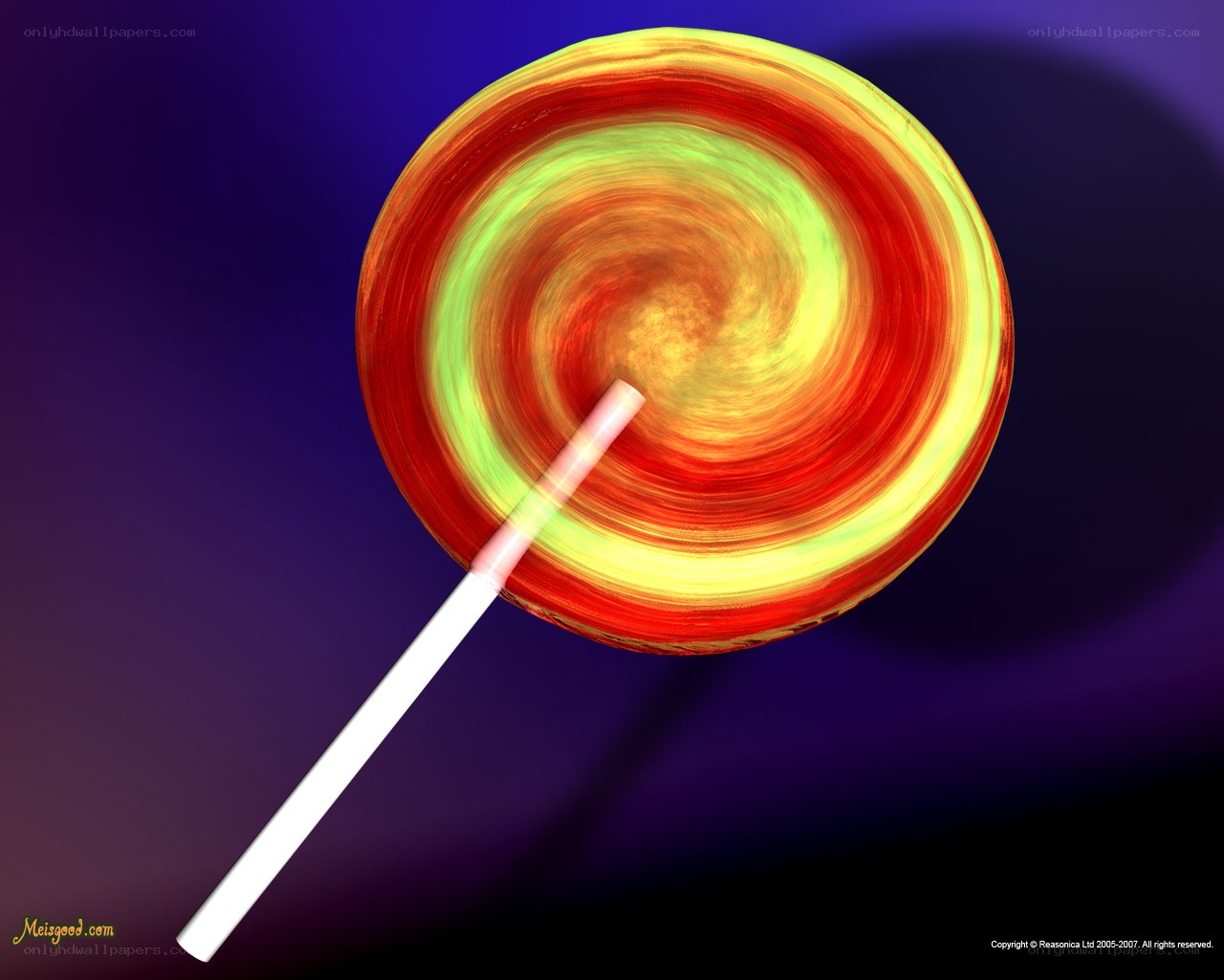 Colorful lollipop on dark background