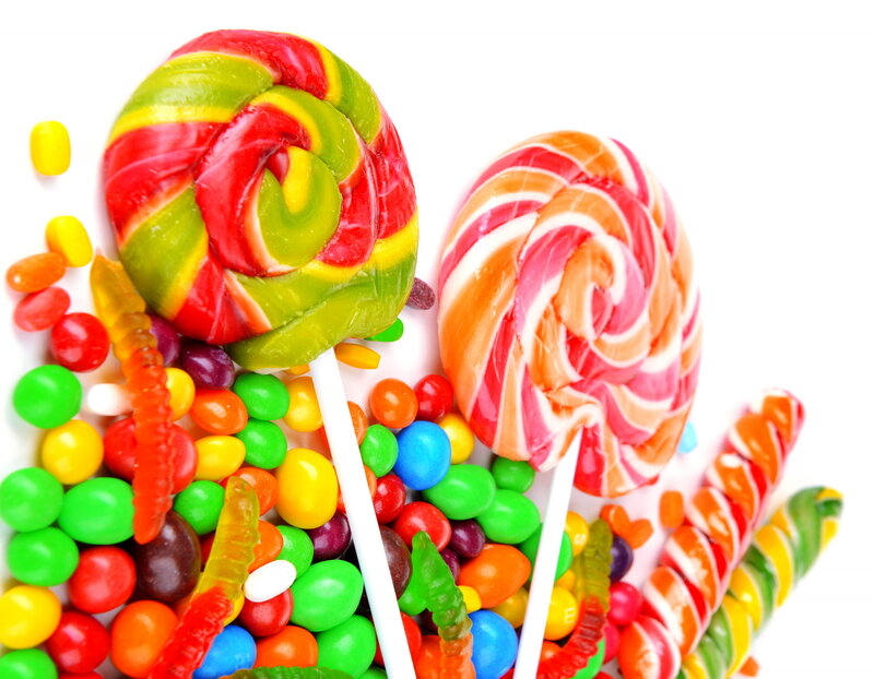 Colorful Lollipops and Candies — Red, Bright