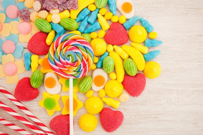 Colorful Lollipops and Candies — Red, Playful, Photograph