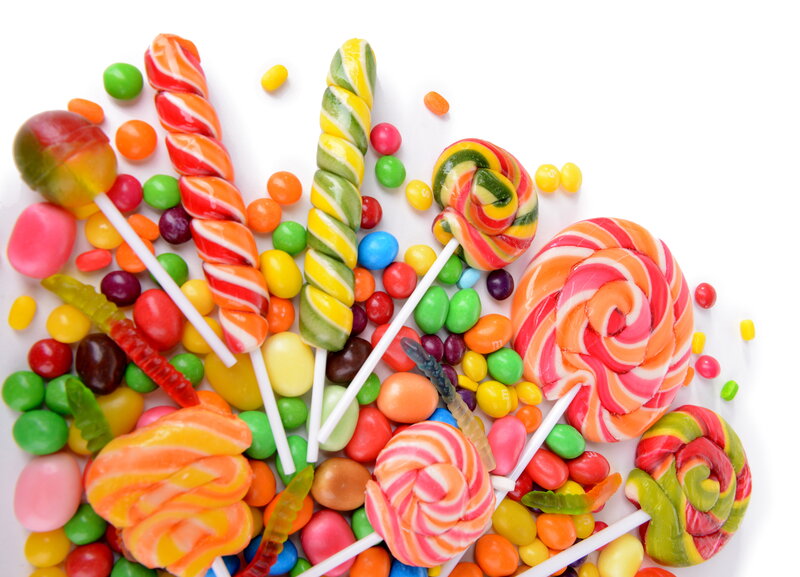 Colorful Lollipops and Candies — Red