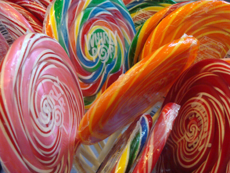 Colorful lollipops in a display