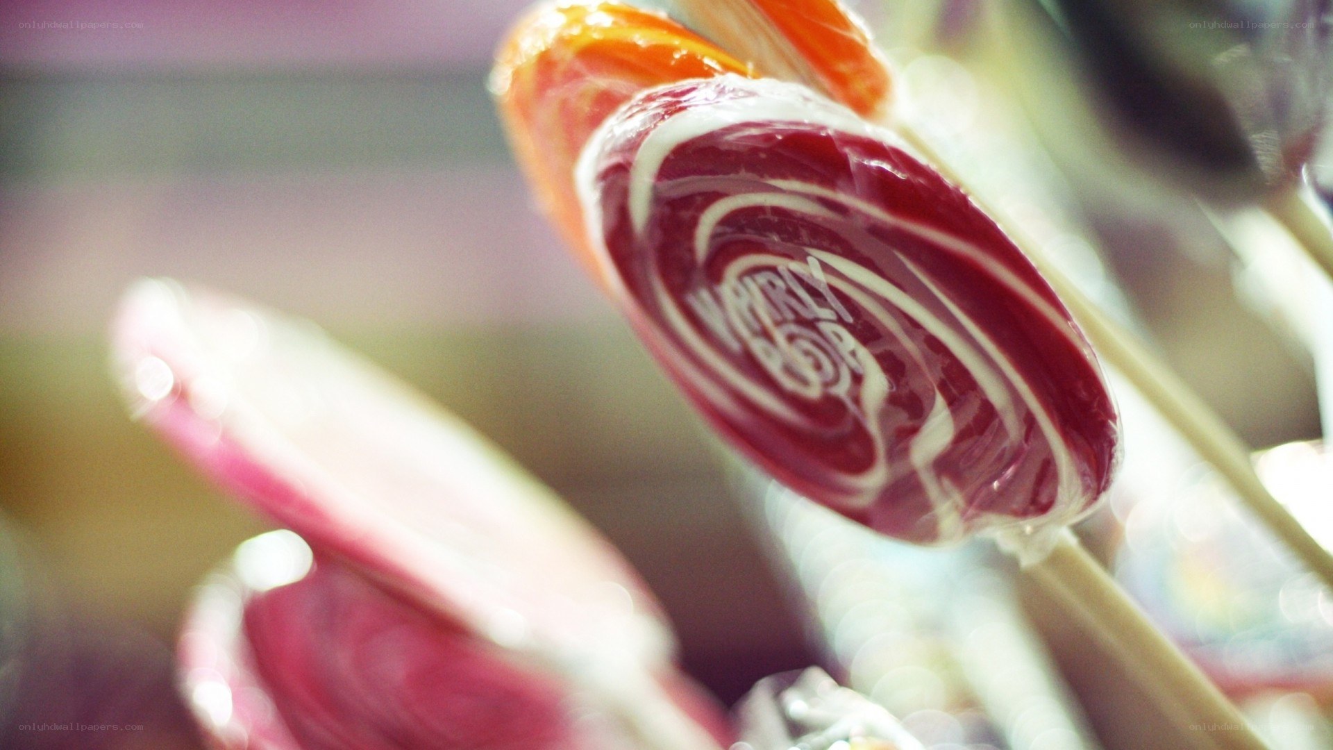 Colorful lollipops in focus