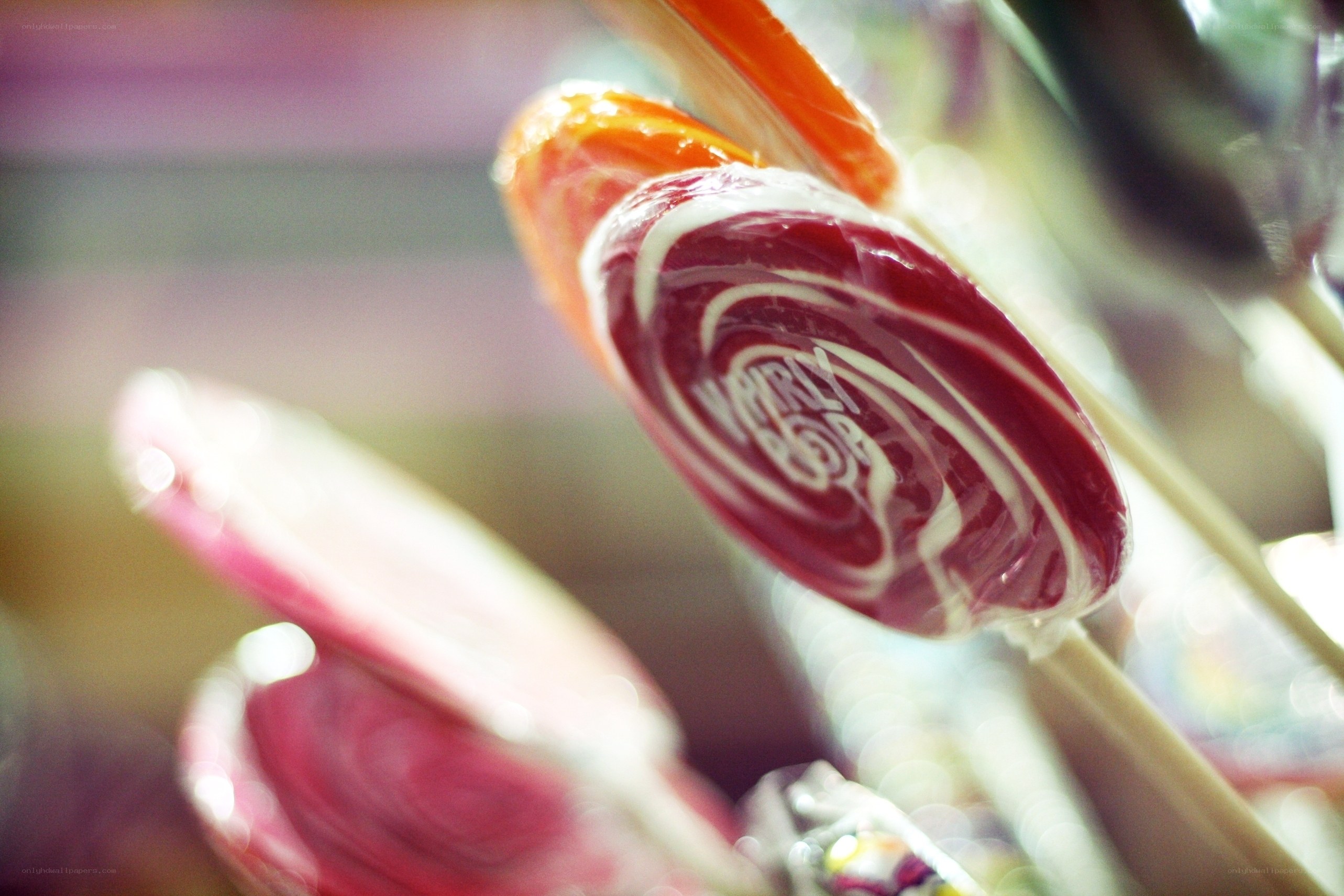 Colorful lollipops in focus