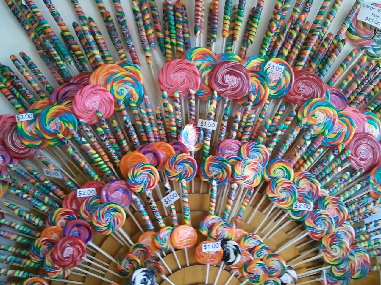 Colorful lollipops on display