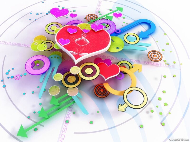colorful love symbols collage