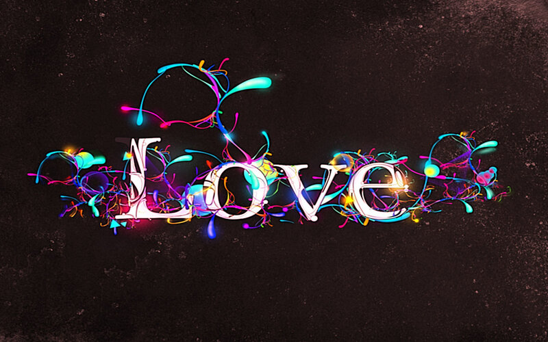 colorful love text art