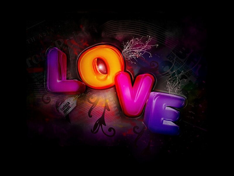 Colorful love text art