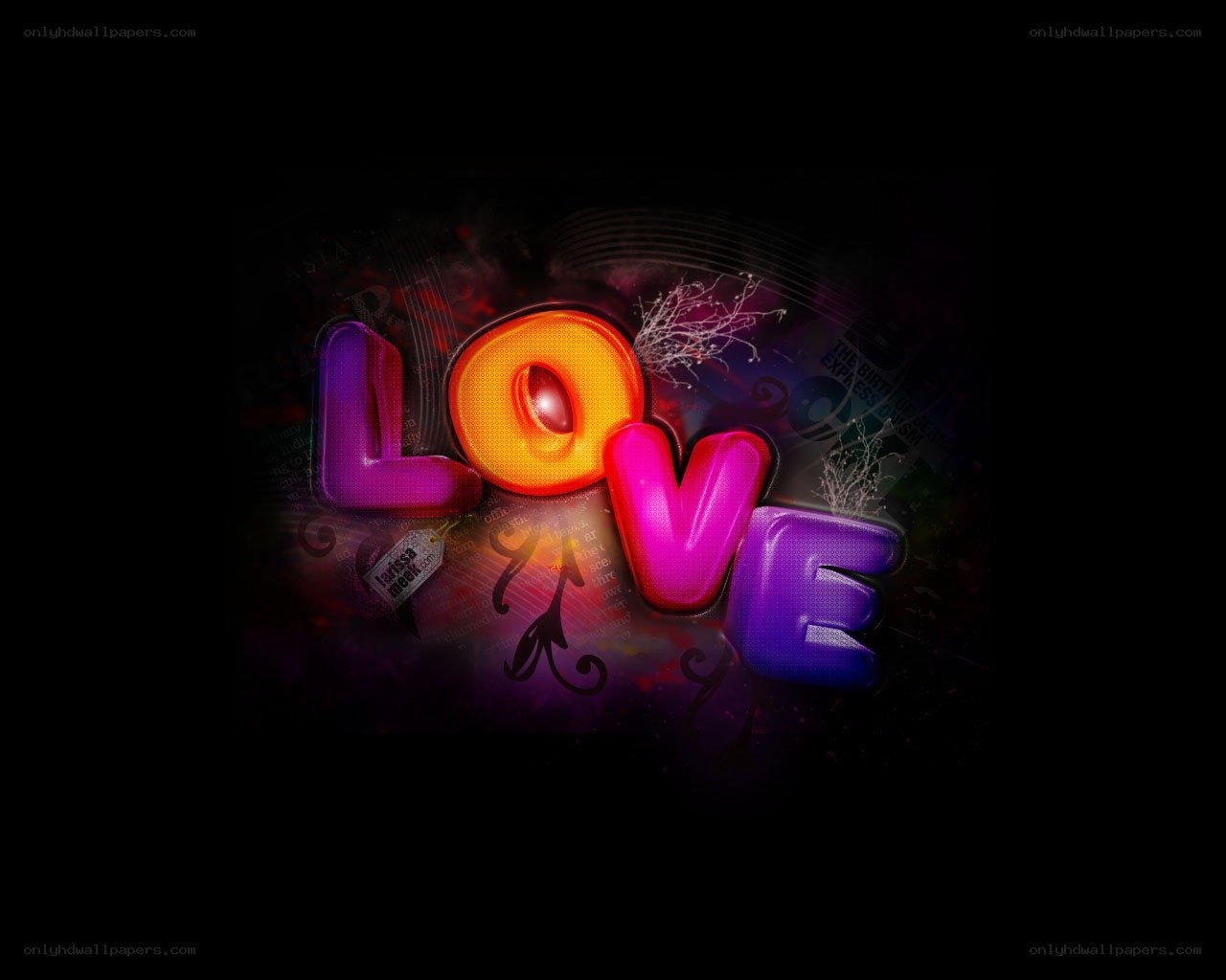 Colorful love text art