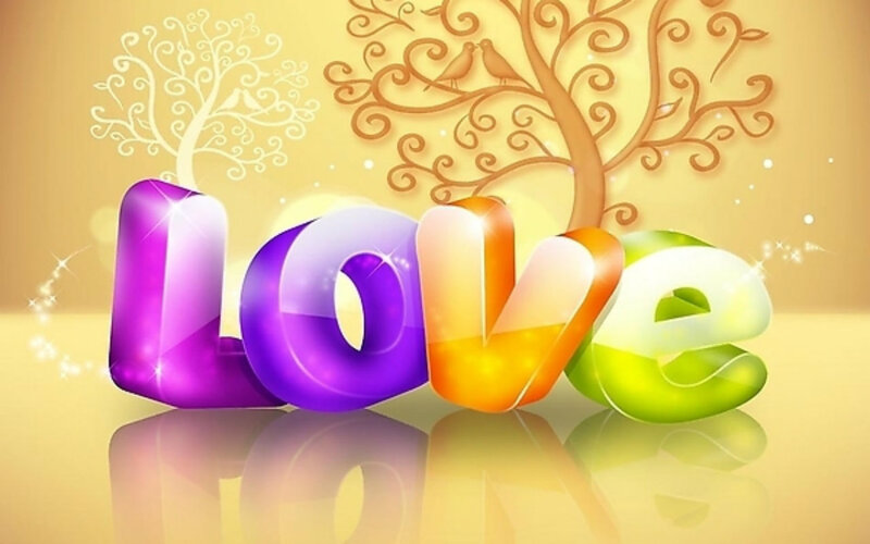 Colorful Love Text — Purple, Cheerful