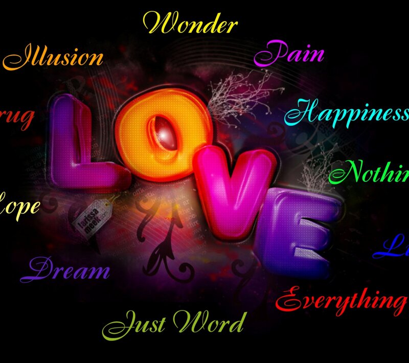 Colorful Love Text — Purple, Dramatic