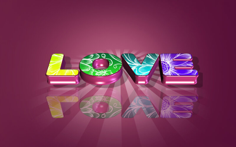 Colorful Love Text — Purple, Vibrant, 3d Render