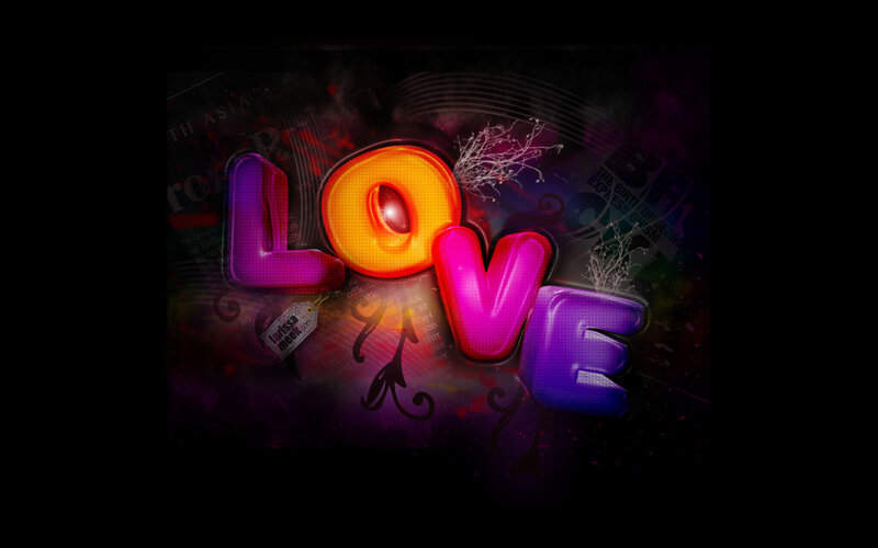 Colorful Love Text — Purple, Vibrant