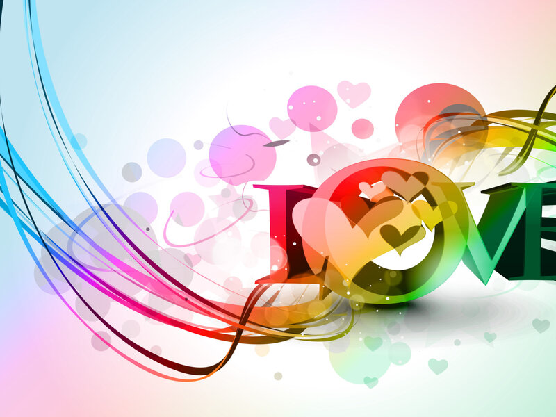 Colorful Love Text — White