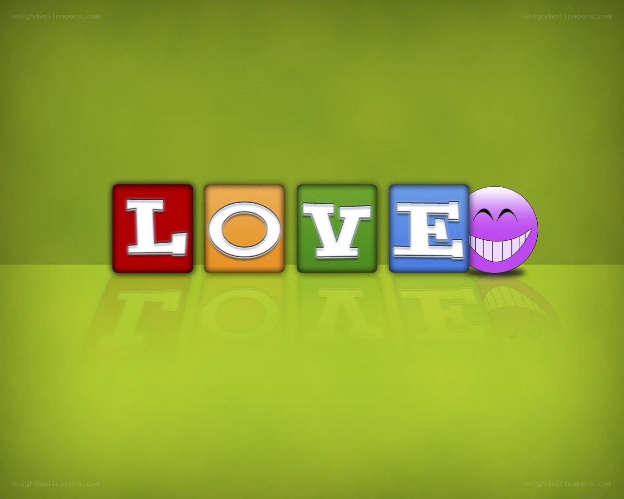 colorful love text with smiley