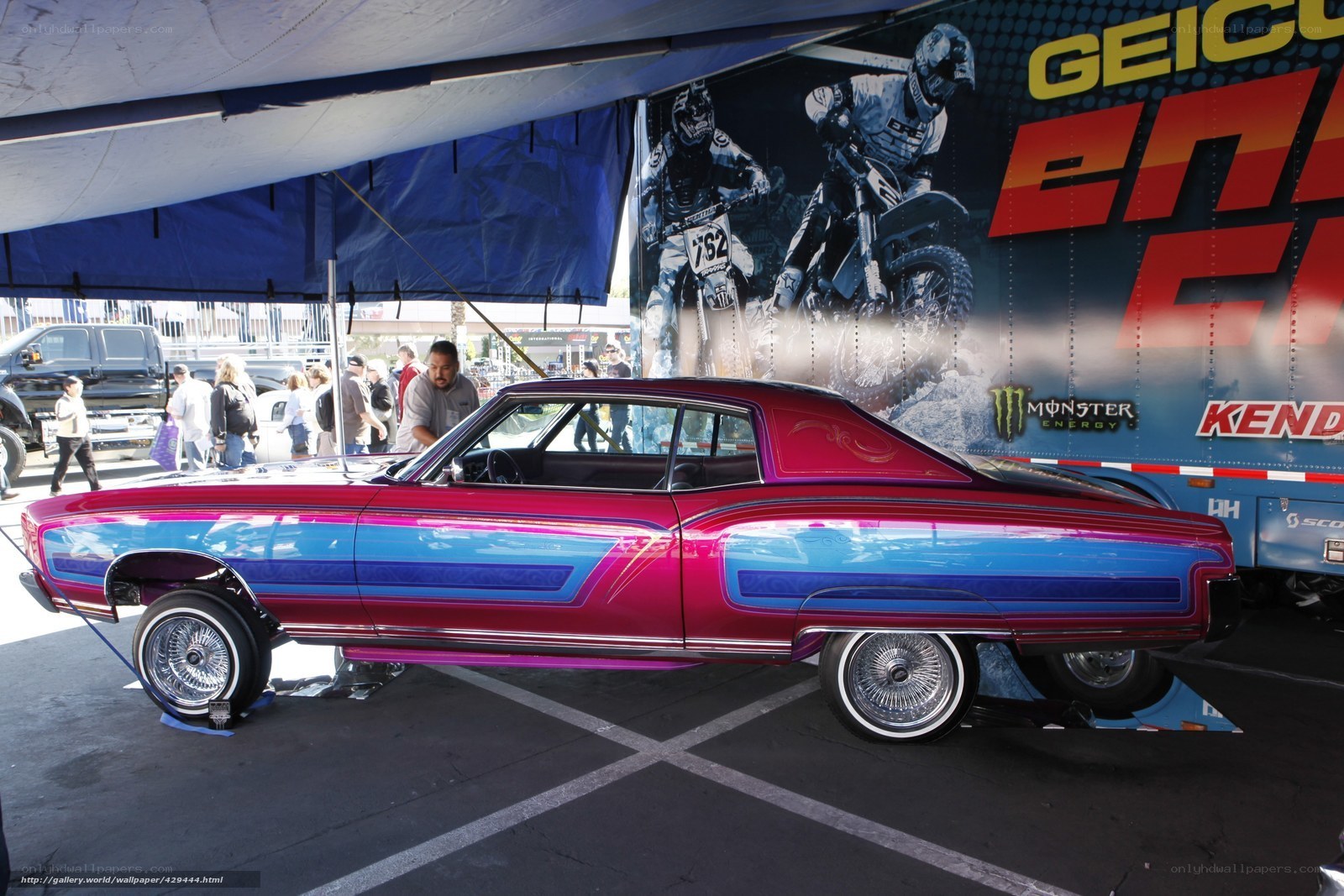 colorful lowrider car at show