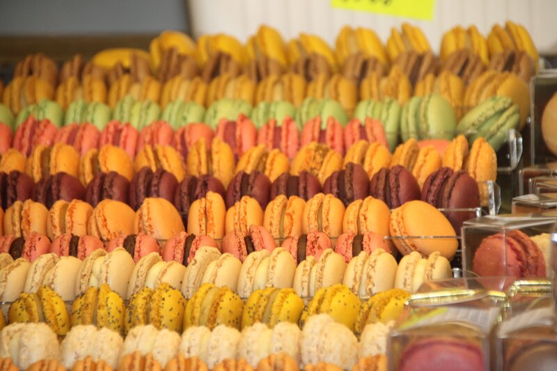Colorful macarons display