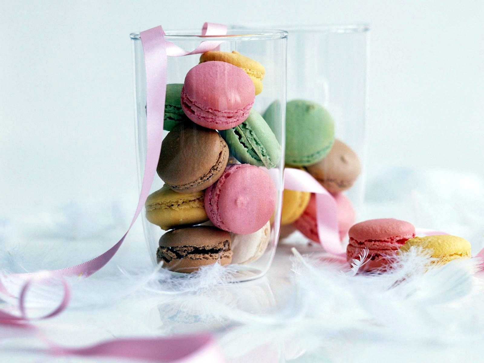 Colorful macarons in a glass