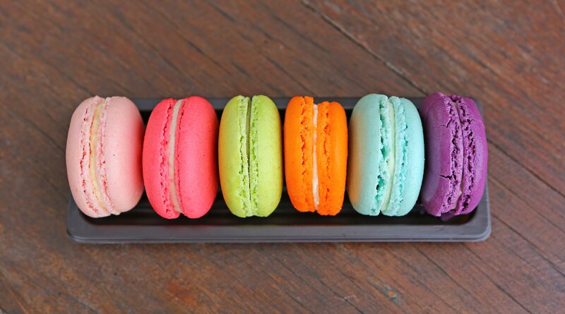 Colorful Macarons in a Row