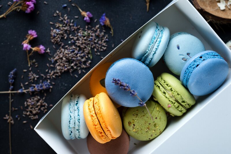 Colorful Macarons in Box — Blue