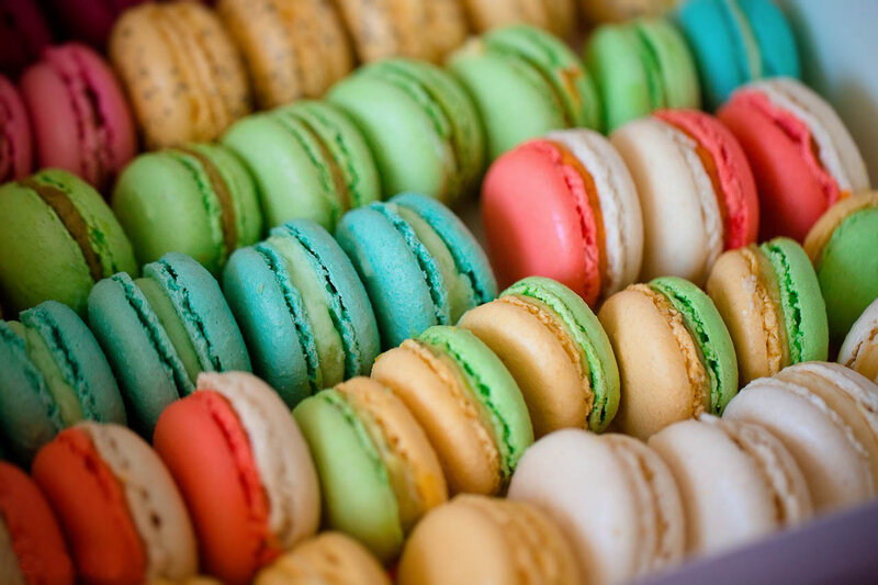 Colorful Macarons in Box — Green, Appetizing
