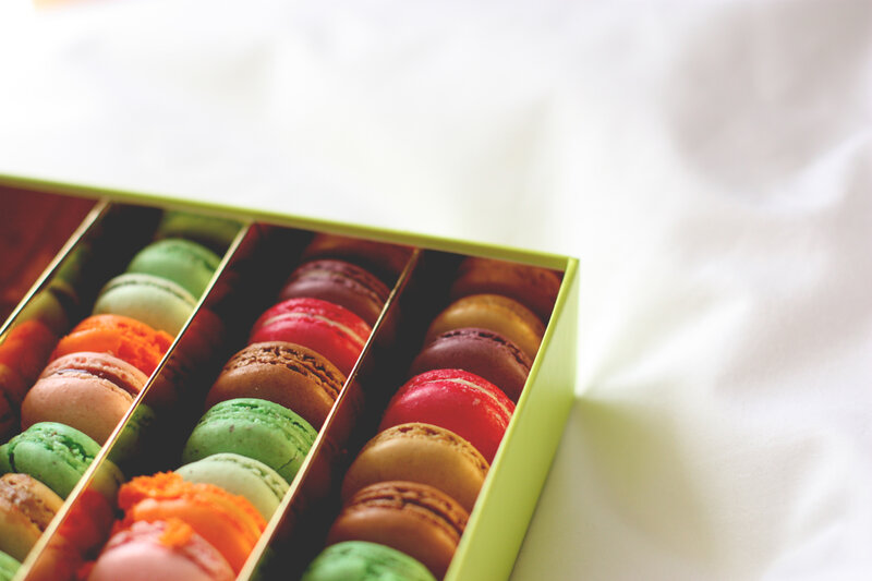 Colorful Macarons in Box — Green