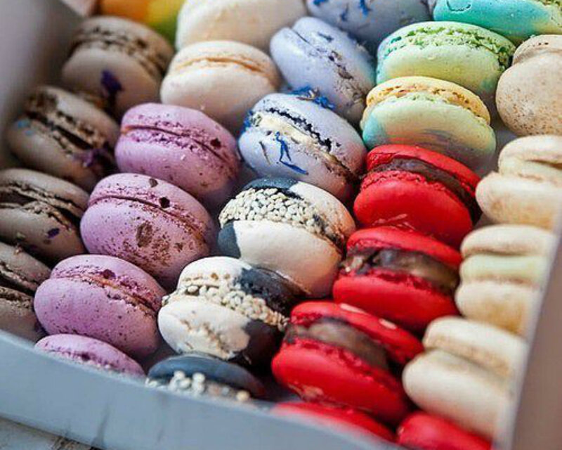 Colorful Macarons in Box — Red