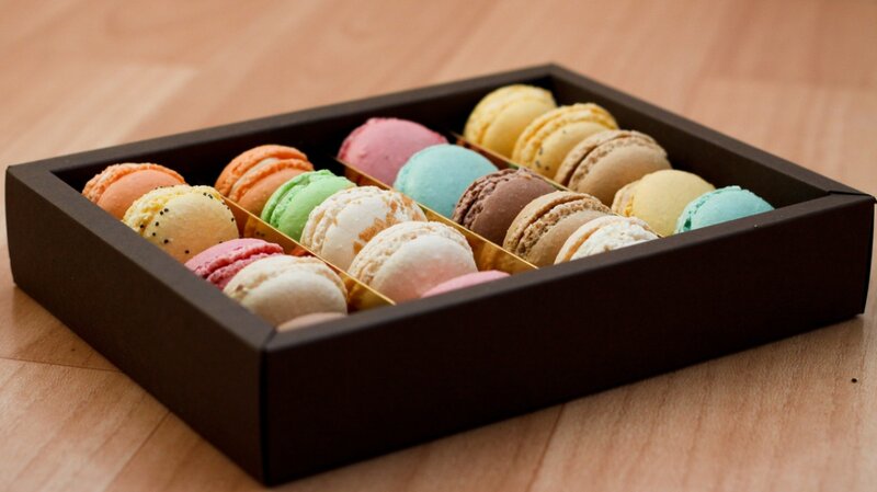 Colorful Macarons in Box