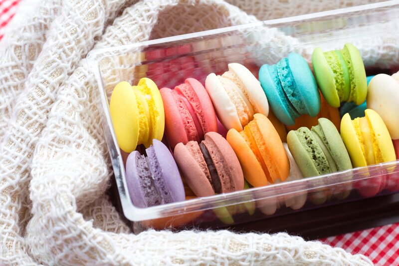 Colorful Macarons in Box — Yellow