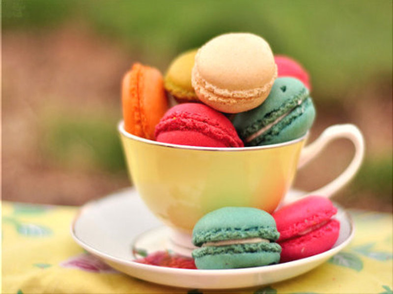 Colorful Macarons in Cup